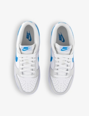 Shop Nike Mens Summit White Photo Blue Dunk Low Panelled Leather Low-top Trainers