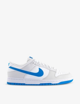 Shop Nike Mens Summit White Photo Blue Dunk Low Panelled Leather Low-top Trainers