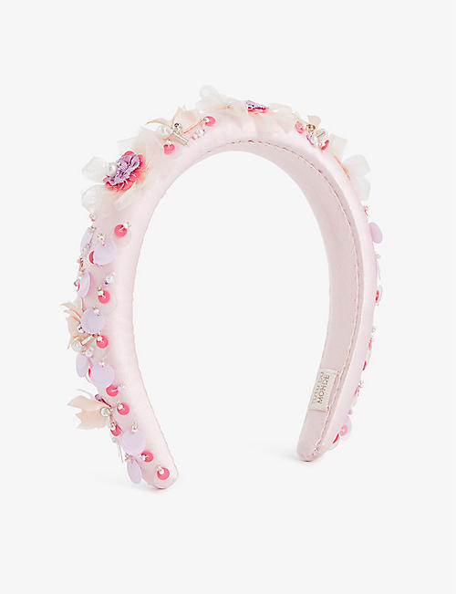 TUTU DU MONDE: Floral-embellished satin headband