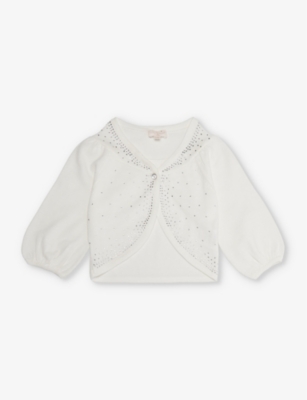 TUTU DU MONDE: Rhinestone-embellished cotton knitted cardigan 3-24 months