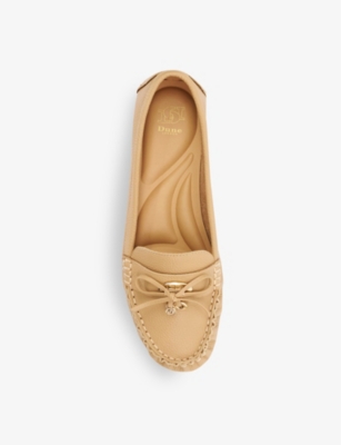 Shop Dune Women's Camel-leather Grovers Bow-detail Leather Loafers