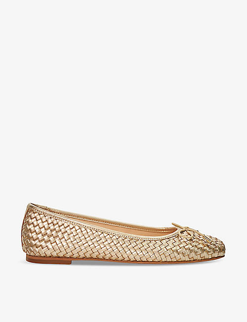 DUNE: Heights bow-embellished woven leather ballet flats