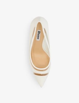 Shop Dune Women's White-leather Aurelie Pointed-toe Suede Courts