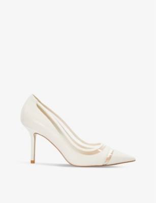 Shop Dune Women's White-leather Aurelie Pointed-toe Suede Courts