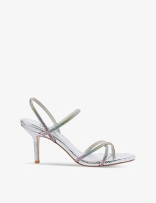 Shop Dune Women's Silver-synthetic Reptile Miraculous Embellished Metallic Faux-leather Sandals