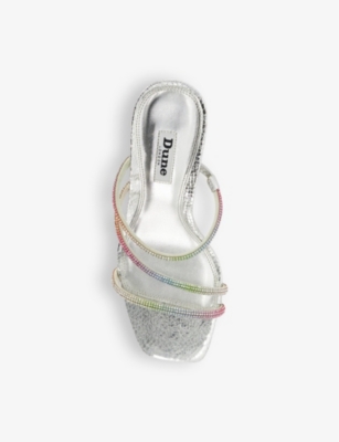 Shop Dune Women's Silver-synthetic Reptile Miri Crystal Diamante-embellished Wedge Sandals