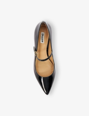 Shop Dune Womens Black-synthetic Patent Hastas Pointed Patent Faux-leather Mary-jane Courts