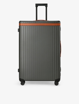 Shop Carl Friedrik Cognac/grey The Large Check-in Suitcase 72cm