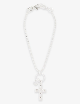 MARTINE ALI: Dimitra cross-pendant 925 sterling-silver plated brass necklace