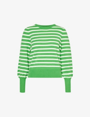 Shop Aspiga Women's Green/cream Lourdes Striped Wool Jumper