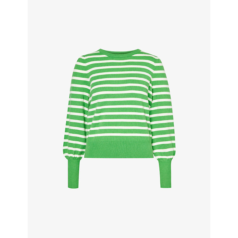 Shop Aspiga Women's Green/cream Lourdes Striped Wool Jumper