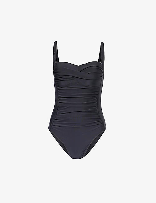 ASPIGA: Ruched stretch-recycled polyester swimsuit