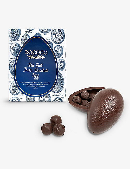 ROCOCO: Dark chocolate and sea salt Easter Egg with dark chocolate truffles 360g