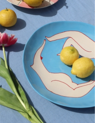 Laetitia Rouget Swimmers Hand-painted Stoneware Fruit Platter 36cm