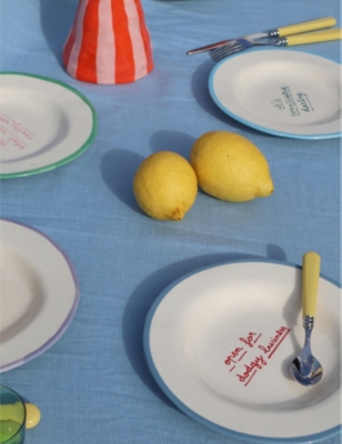 Shop Laetitia Rouget Open For Dodgy Business Hand-painted Stoneware Dessert Plate 20cm