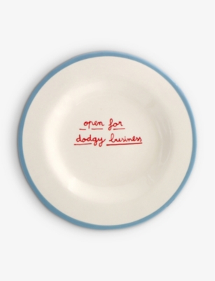 Shop Laetitia Rouget Open For Dodgy Business Hand-painted Stoneware Dessert Plate 20cm