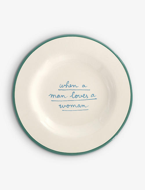 LAETITIA ROUGET: When a man loves a woman hand-painted stoneware dessert plate 20cm