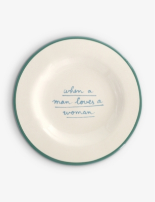 Shop Laetitia Rouget When A Man Loves A Woman Hand-painted Stoneware Dessert Plate 20cm