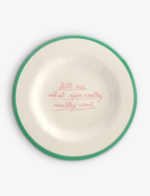 Shop Laetitia Rouget Tell Me What You Really Really Want Hand-painted Stoneware Dessert Plate 20cm