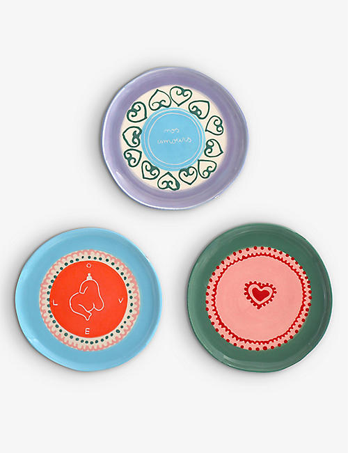 LAETITIA ROUGET: Nos Amours stoneware jewellery plates set of three