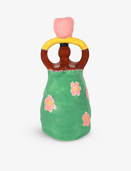 LAETITIA ROUGET: Nina hand-painted ceramic candleholder 22cm