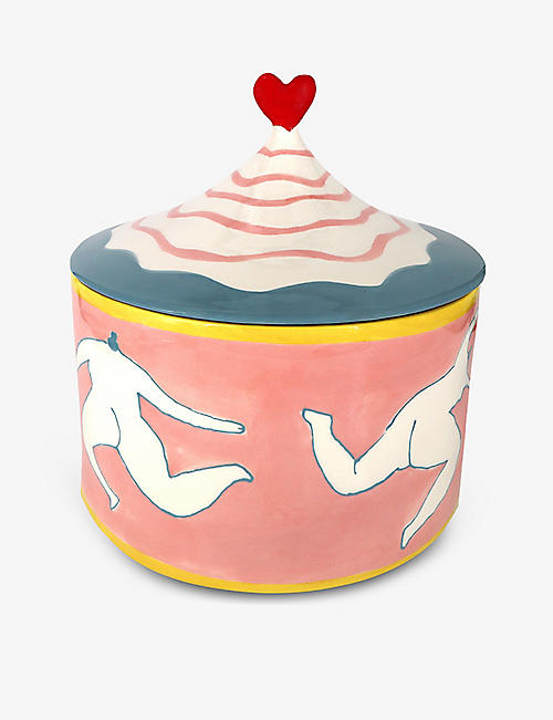 LAETITIA ROUGET: Dancing Queen hand-painted ceramic storage jar 23cm