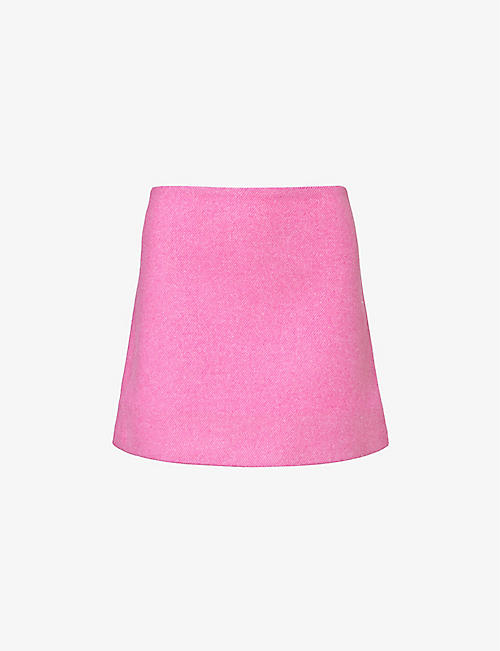 GANNI: Recycled wool-blend twill mini skirt