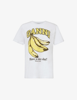 GANNI: Banana graphic-print organic-cotton T-shirt