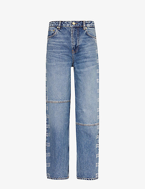 GANNI: Wide-leg high-rise organic-denim jeans