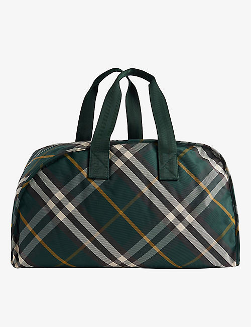 BURBERRY: Shield check-print woven holdall