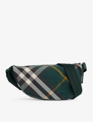 Burberry Ivy Shield Woven Cross-body Bag In Green