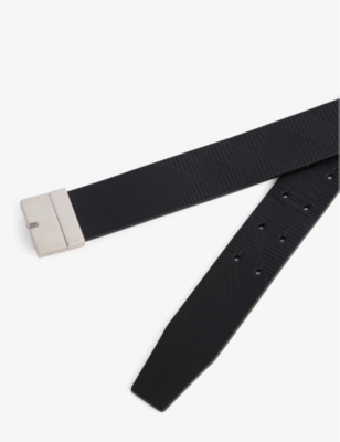 Shop Burberry Men's Black/sliver Reversible Silver-tone Hardware Leather Belt