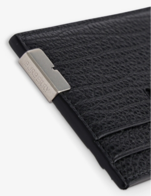 Shop Burberry Sandon Grained-leather Card Holder In Black