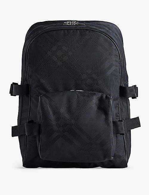 BURBERRY: Jacquard check-print woven-blend backpack
