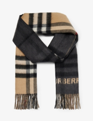 BURBERRY - Giant check tasselled-trim cashmere scarf