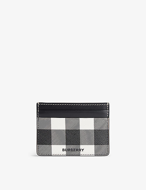 BURBERRY: Sandon check-print faux-leather card holder