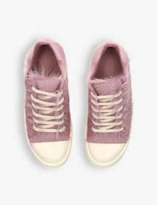 Shop Rick Owens Womens  Serrated-sole Leather Low-top Trainers In Pale Pink