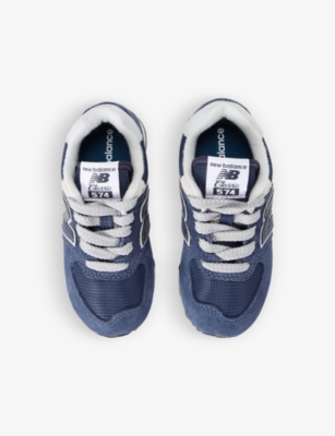New Balance Boys Navy Kids 574 Evergreen Logo-embossed Suede Low-top Trainers In Navy