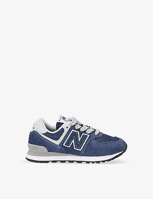 NEW BALANCE: Kids' 574 logo-embossed suede low-top trainers