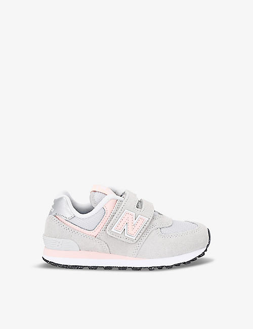 NEW BALANCE: Kids' 574 logo-embossed suede low-top trainers