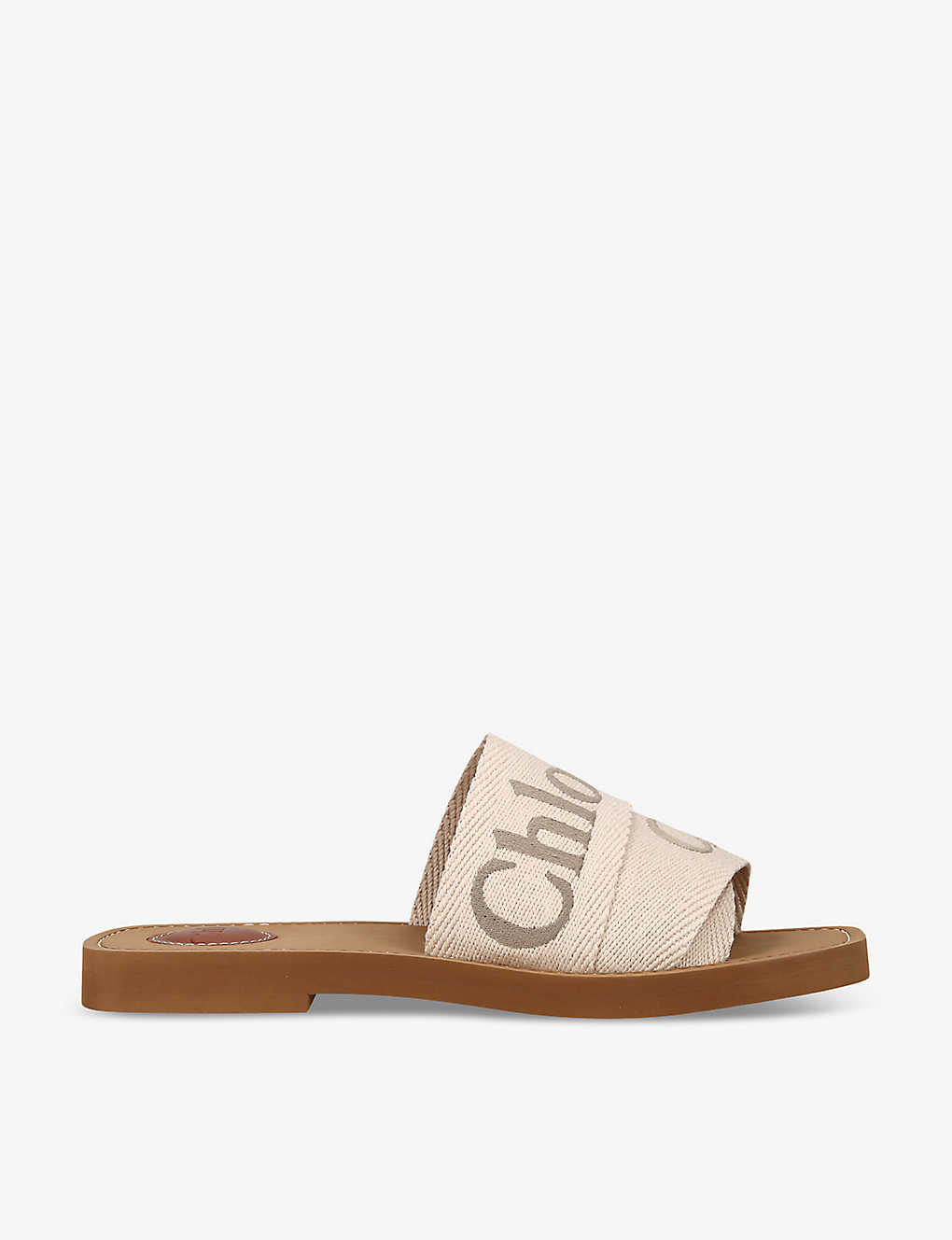 Shop Chloé Woody Logo-print Canvas Mules In Beige Comb