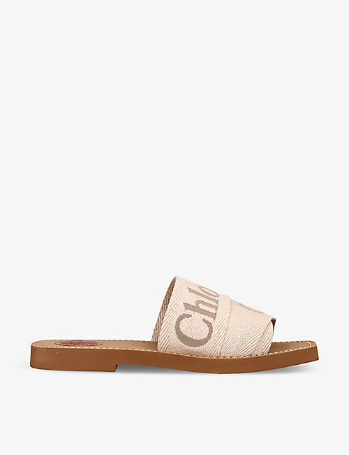 CHLOE: Woody logo-print canvas sandals