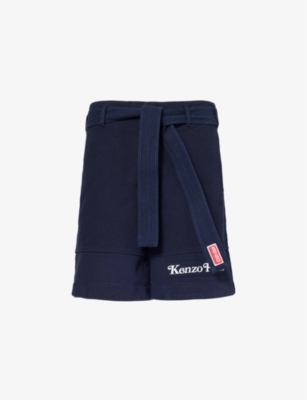 Shop Kenzo Men's Midnight Blue X Verdy Judo Cotton Shorts
