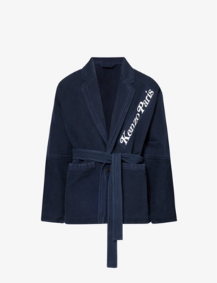 Shop Kenzo Men's Midnight Blue X Verdy Workwear Relaxed-fit Cotton Jacket
