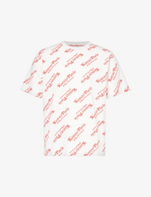 Shop Kenzo Men's Off White X Verdy Brand-print Cotton-jersey T-shirt