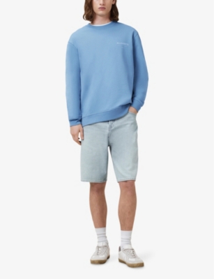 ALLSAINTS MENS BONDI BLUE UNDERGROUND RELAXED-FIT COTTON SWEATSHIRT 