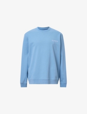 ALLSAINTS MENS BONDI BLUE UNDERGROUND RELAXED-FIT COTTON SWEATSHIRT 