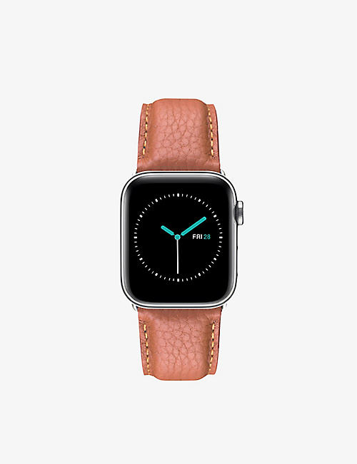 MINTAPPLE: Apple Watch grained-leather and stainless-steel strap 44mm