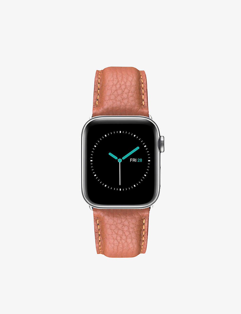 Mintapple Apple Watch Grained-leather And Stainless-steel Strap 44mm In Brown