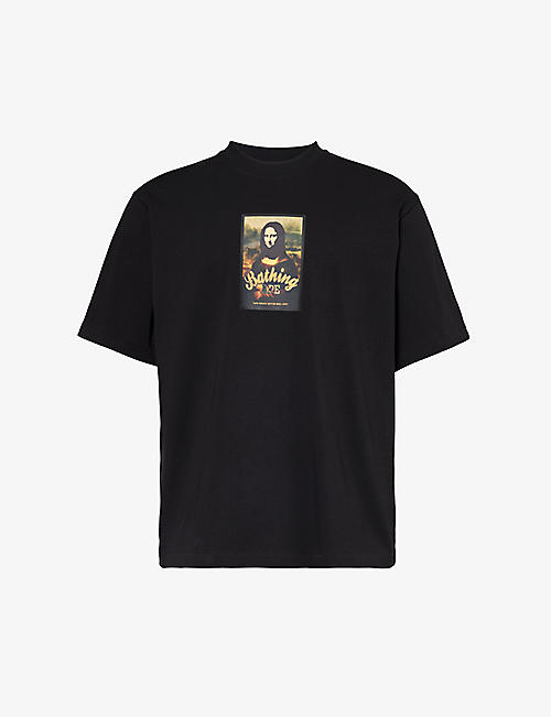 A BATHING APE: Mona Lisa branded-print cotton-jersey T-shirt